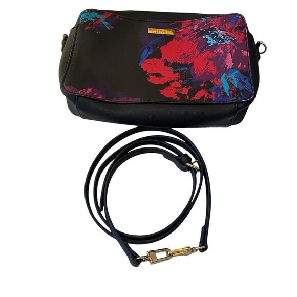 Trina Turk Black Multi-Colored Floral Crossbody w/ Detachable Handle. - Picture 6 of 12